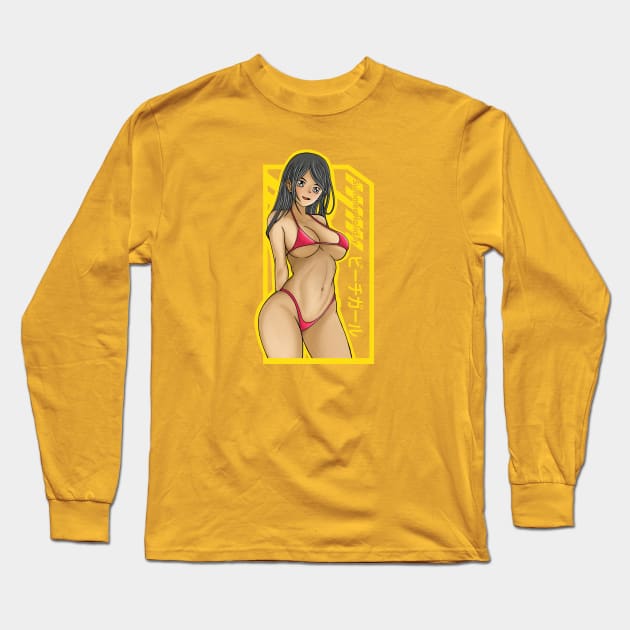 Beach Girl Design Long Sleeve T-Shirt by DMD Art Studio